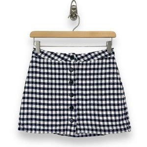 Aritzia- Sunday Best Flawed* Navy White Gingham Micah Mini Skirt Size 2.